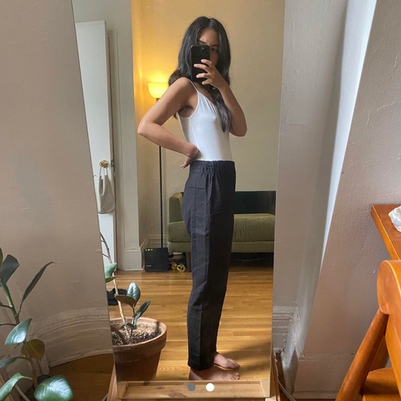 IGWT Petite Black Linen Pants - Picture 2 of 2